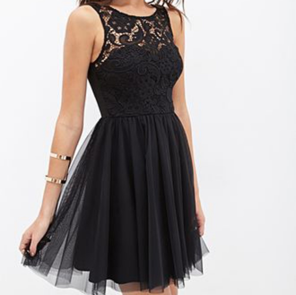 Forever 21 black lace and tulle dress